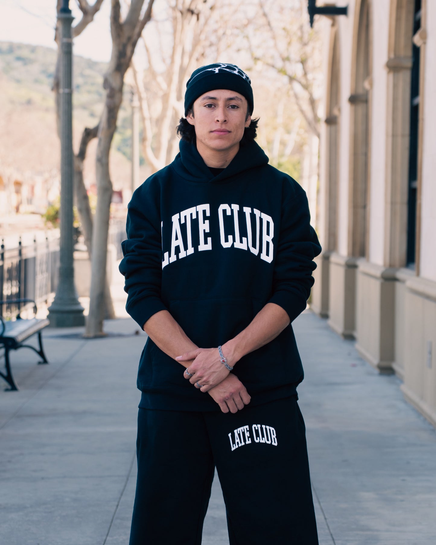 College Puff Hoodie (Black/White)